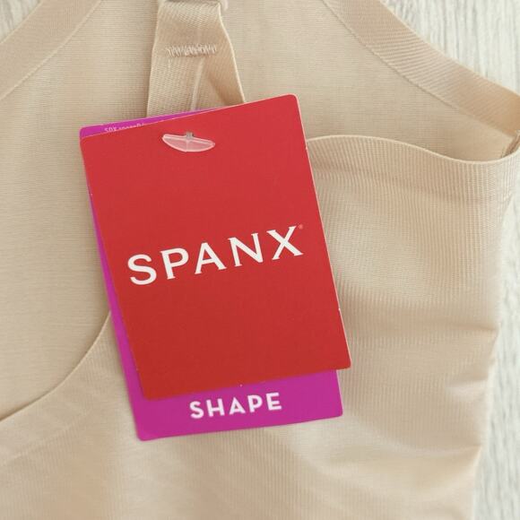 SPANXshape Bodysuit Size Small Invisible Open-Bust Mid-Thigh Champagne Beige - Picture 11 of 16
